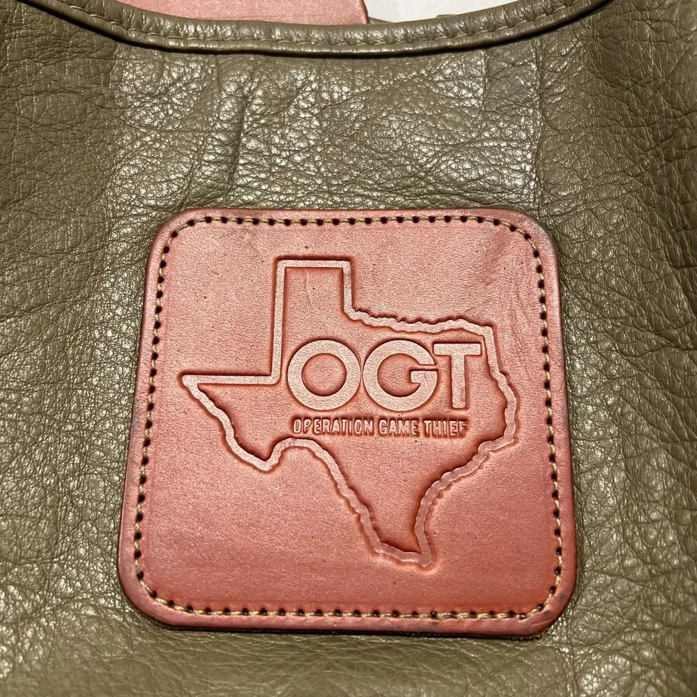 Blake Jones Designs Mens Green Brown Pebbled Leather Opp Game Their Utility Bag